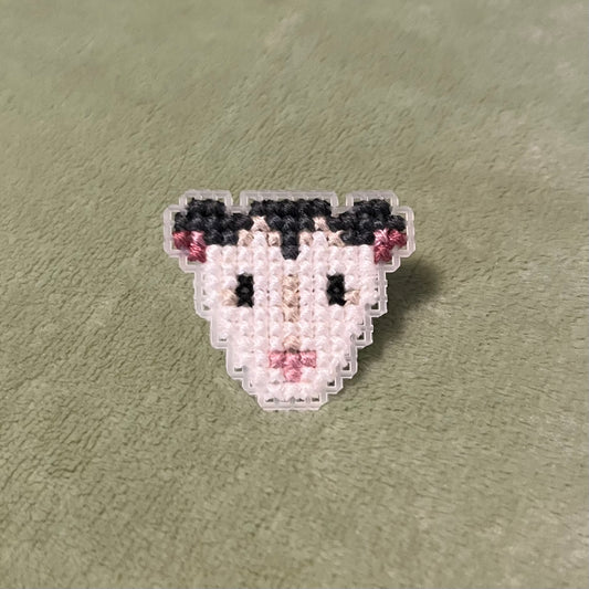 Cross Stitch Opossum Pin