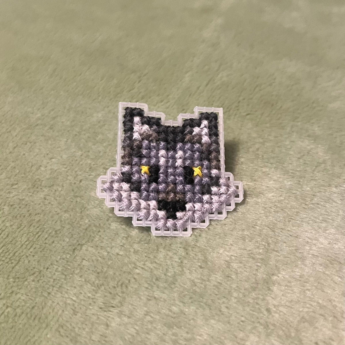 Cross Stitch Wolf Pin