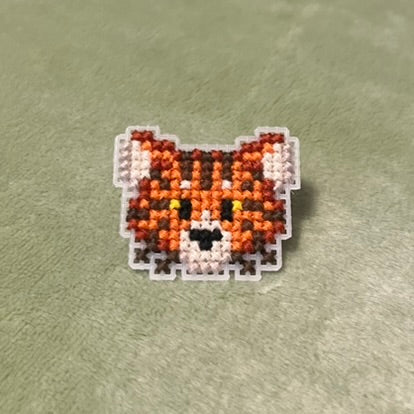 Cross Stitch Tiger Pin
