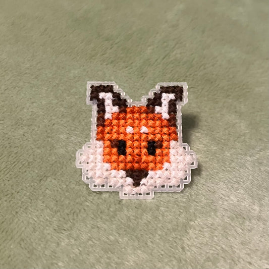 Cross Stitch Fox Pin
